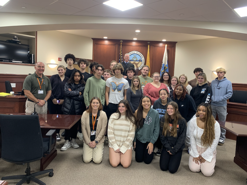 The MTPS criminal justice and forensics classes sat in the court room and received an introduction to the court system at a recent field trip to the Wildwood police and municipal court buildings. 