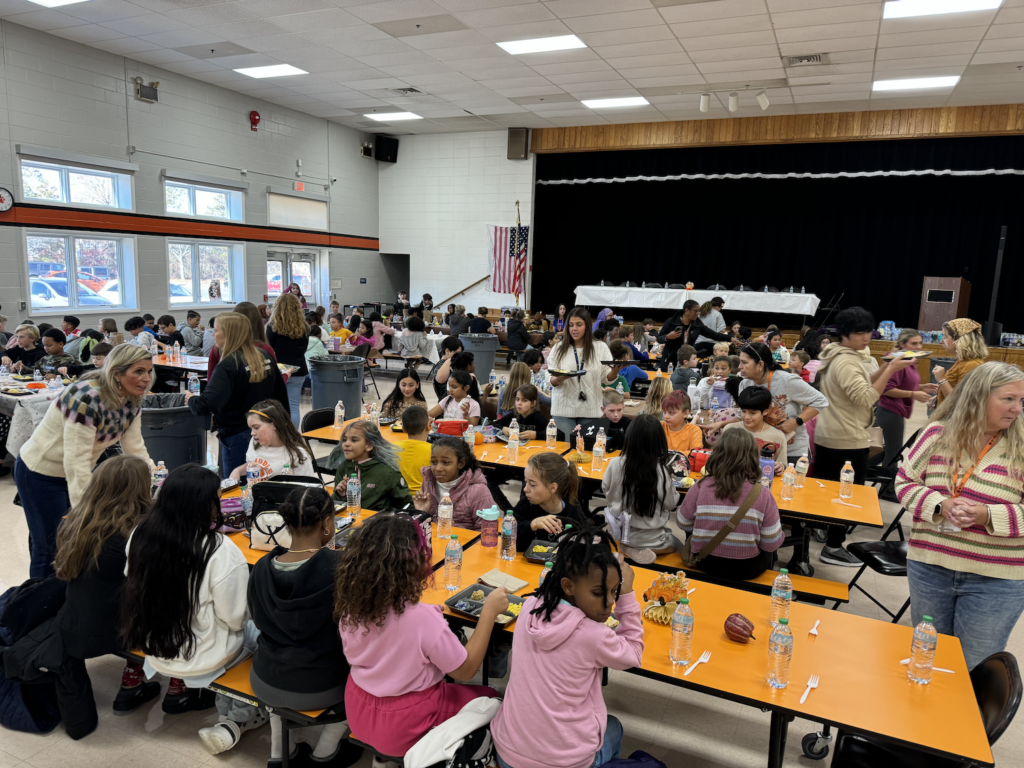 Middle Township Elementary #2 students and staff enjoying the first annual Thanksgiving Feast.