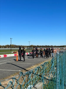 Students walking off racetrack at New Jersey Motorsports Park in Millville, NJ