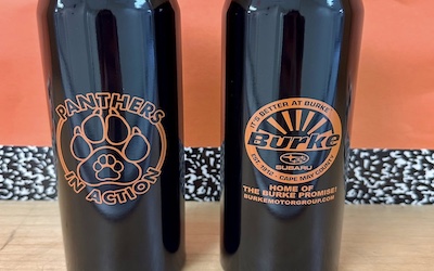 How cool! Middle Township schools receive custom-designed water bottles from Burke Subaru and Panthers in Action