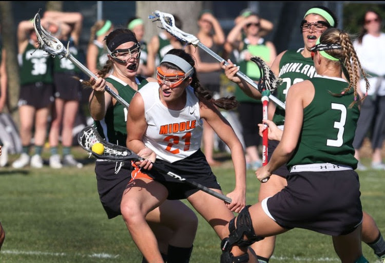 Bridget Ruskey playing lacrosse for Middle Township Public Schools during her high school career.