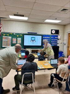 Students work with visual learning tools in the autism room at Middle Township Elementary School #2.